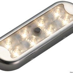 Plafoniera Bimini inox compatta a 8 LED fondo piatto, con in