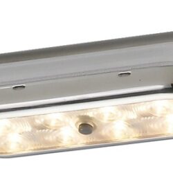 Plafoniera Bimini inox compatta a 8 LED fondo curvo, con int