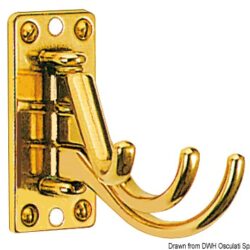 Appendiabiti 3 ganci ottone lucido 73x36