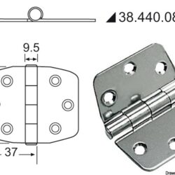 Cerniera inox 74x60 mm