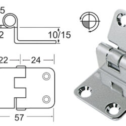 Cerniera inox 57x37x10 mm